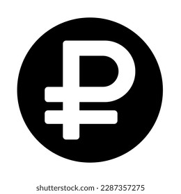 Rubel Russisches Währungssymbol, Vektorgrafik. Vektor Currency flach Symbol-Münze Russisch Rubel schwarz-weiß Vektorgrafik. Rubel-Währungssymbol einzeln, Rubel-Zeichen