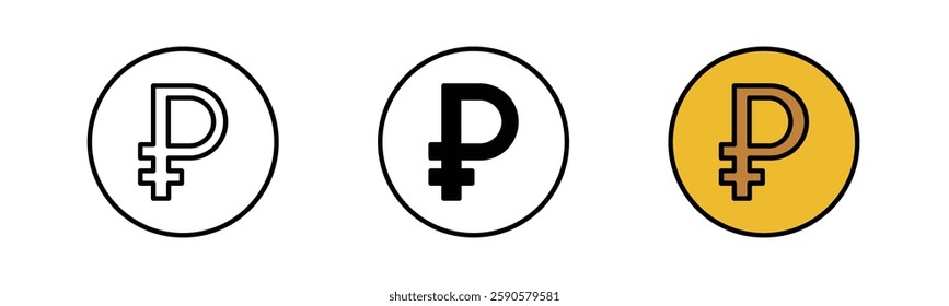 ruble sign Icon. Flat style design isolated on white background. Vector illustration, fill in black and fill and color