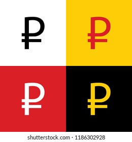 Ruble sign. Vector. Icons of german flag on corresponding colors as background.