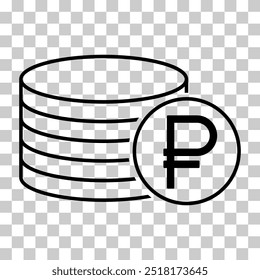 Ruble stack coin, flat icon money design, cash sign vector illustration .