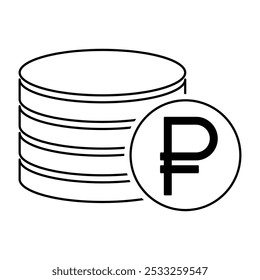 Ruble stack coin, flat icon money design, cash sign vector illustration .