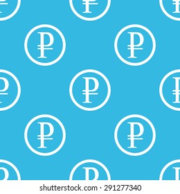 Ruble symbol in circle, repeated on blue background