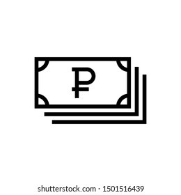 Ruble symbol currency money simple flat style icon. Russian roubles pack