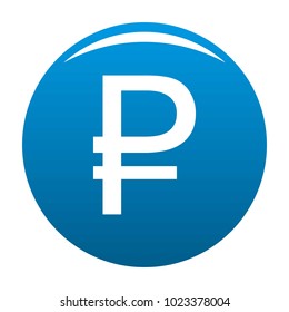 Ruble symbol icon vector blue circle isolated on white background 