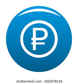 Ruble symbol icon vector blue circle isolated on white background 
