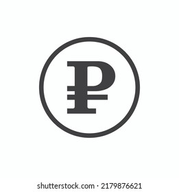 ruble symbol, russian currency, vector art.