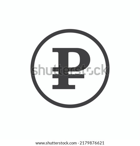 ruble symbol, russian currency, vector art.