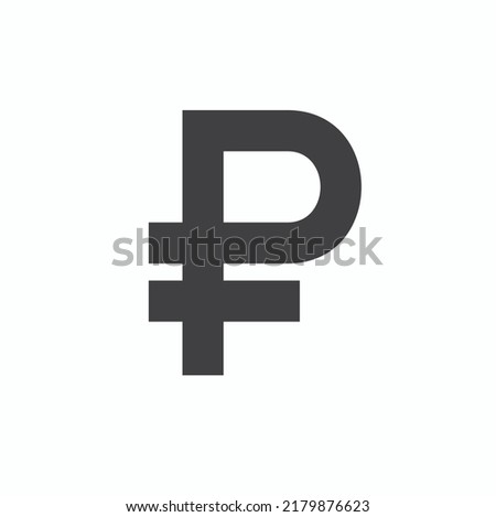 ruble symbol, russian currency, vector art.