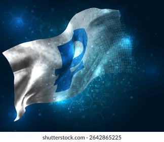 Ruble, vector 3d flag virtual triangular polygons on a blue background