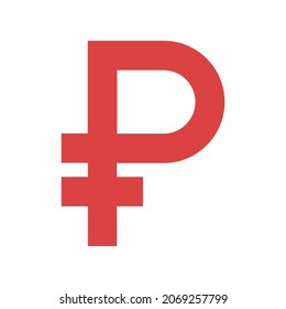 Icono vector de rublo. Símbolo rojo