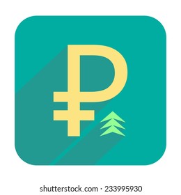 Rubles with arrow up icon