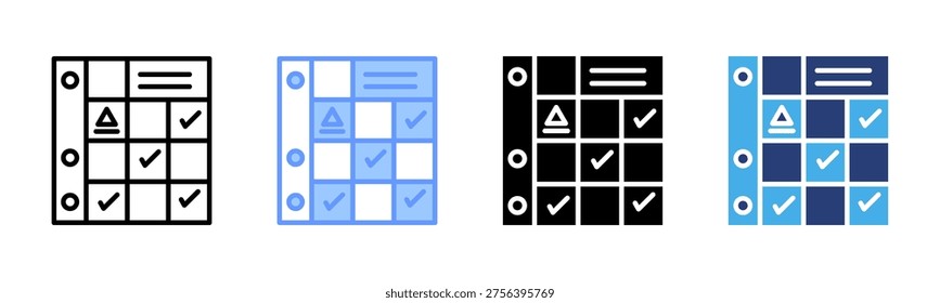 Rubric icon set multiple style collection