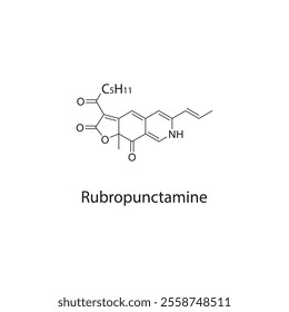 Rubropunctamine skeletal structure diagram.pigment compound molecule scientific illustration.