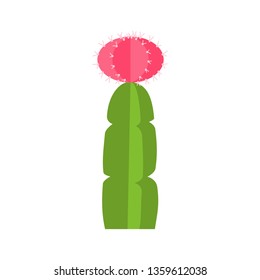 Ruby ball/moon cactus isolated on white background. Design element in flat style. Vector template element for wallpaper, greeting card, poster, flyer, banner print