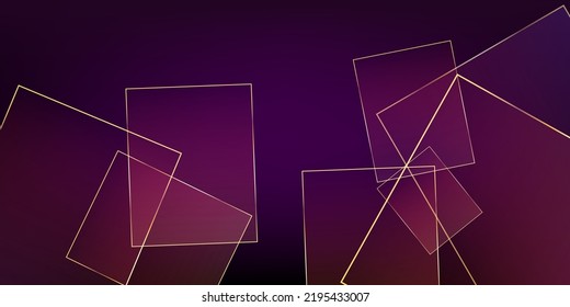 Ruby Business Paper with Gold Lines. Golden Silver Geo Poster. 3D Abstract Polygonal Shiny Cover. Royal Rich VIP Polygon Border. Luxury Crystal Gold Card. New Year Christmas Squares Design.