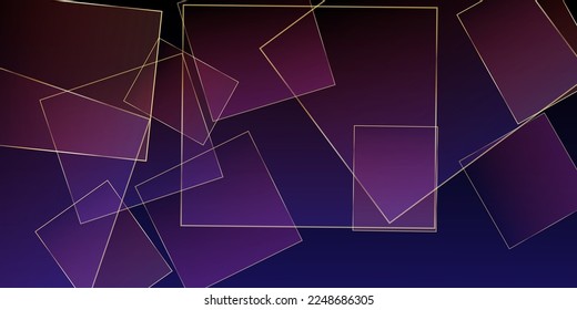 Ruby Business Paper con Gold Lines. Invito Espléndido Polígono En 3D. Afiche Geo VIP Rico Real. Tarjeta de cristal de oro de lujo. Marco de las plazas de Navidad de Año Nuevo. Borde triangular dorado plateado.