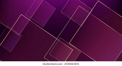 Ruby Business Paper with Gold Lines. Christmas New Year Squares Poster. 3D Abstract Polygonal Sparkling Invite. Royal Rich VIP Triangular Banner. Golden Silver Geo Design. Gold Crystal Luxury Card.