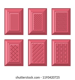 Ruby Chocolate Bar Set on White Background. Vector