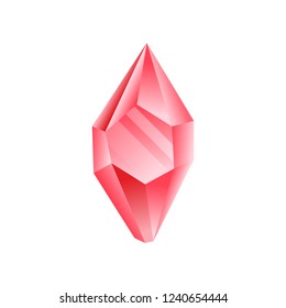 Ruby crystal, precious gemstone or semiprecious stone vector Illustration on a white background