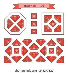 Ruby design in stained-glass vintage style.