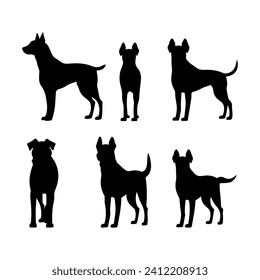 Ruby dog silhouette set. Cute icon of dog. Dog vector illustration and logo style.
