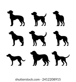 Ruby dog silhouette set. Cute icon of dog. Dog vector illustration and logo style.
