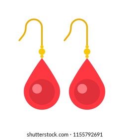 ruby drop earring, jewelry related icon, flat design