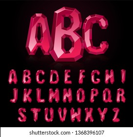 Ruby font. Treasures of alphabet. Gemstone letters