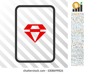 Ruby Gambling Card pictograph with 700 bonus bitcoin mining and blockchain pictographs. Vector illustration style is flat iconic symbols designed for crypto currency websites.