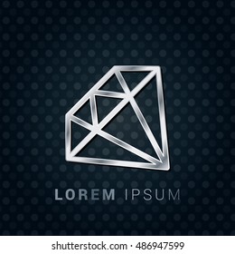 Ruby Gemstone 3D Silver/Platinum/Steel Metallic Premium Icon / Logo Design