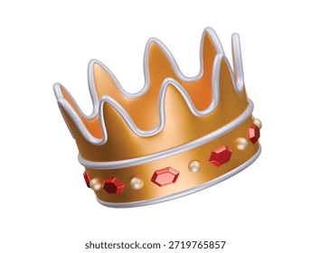 Icono de corona de piedra preciosa de rubí Ilustración 3D Render