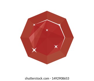 Ruby Gemstone Flat Vector Illustration