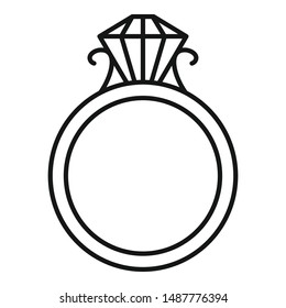 Ruby gold ring icon. Outline ruby gold ring vector icon for web design isolated on white background