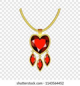 Ruby Heart Jewelry Icon. Realistic Illustration Of Ruby Heart Jewelry Vector Icon For On Transparent Background