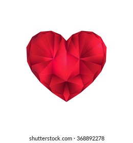 Ruby Heart. Low poly. Valentine's Day concept. Vector Illustration