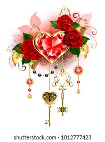 Ruby Heart with Roses