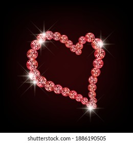 Ruby heart, wedding valentine's day card, vector illustration