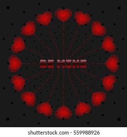Ruby hearts circle. Be mine.