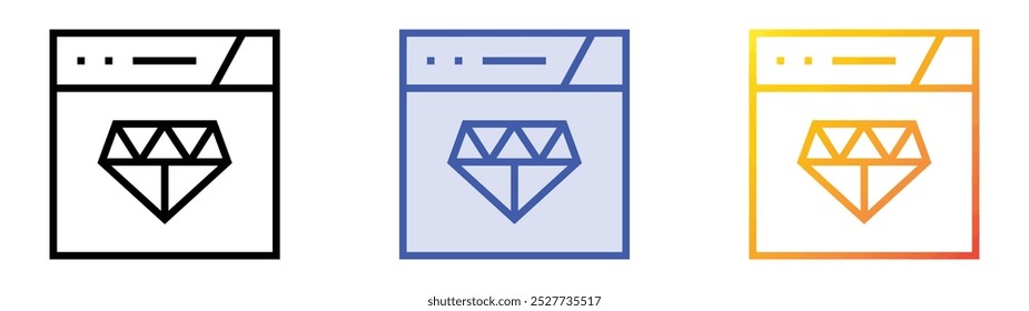 ruby icon. Linear, Blue Fill and Gradient Style Design Isolated On White Background