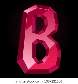 Ruby letter B. Treasures of alphabet. Gemstone letters