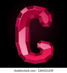 Ruby letter G. Treasures of alphabet. Gemstone letters