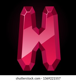 Ruby letter H. Treasures of alphabet. Gemstone letters