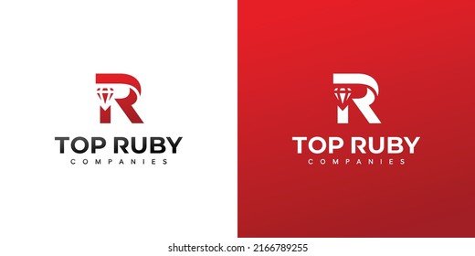 El diseño del logotipo de Ruby con iniciales R es moderno y lujoso