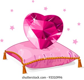 Ruby Love heart on the pink pillow