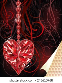 Ruby love heart wedding valentines day, vector illustration