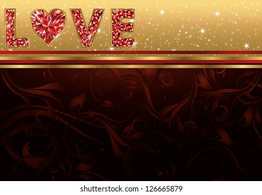 Ruby love postcard, vector illustration