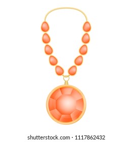 Ruby necklace mockup. Realistic illustration of ruby necklace vector mockup for web design isolated on white background