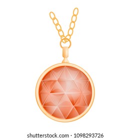 Ruby pendant mockup. Realistic illustration of ruby pendant vector mockup for web design isolated on white background