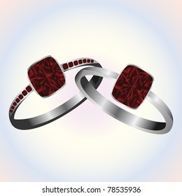 Ruby platinum and white gold rings