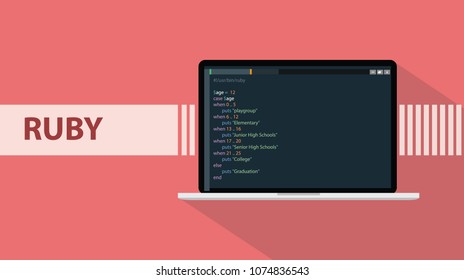 Ruby Programming Language Laptop Real Code Stock Vector (Royalty Free ...